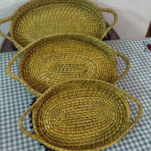 Export Quality Bamboo Trays in set of 3. Handmade trays from Northeastern India.